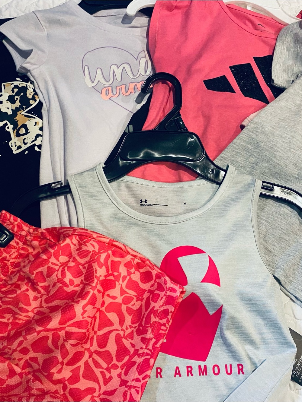 Under Armour Girls Pink, Light Gray, Coral Matching Activewear Set